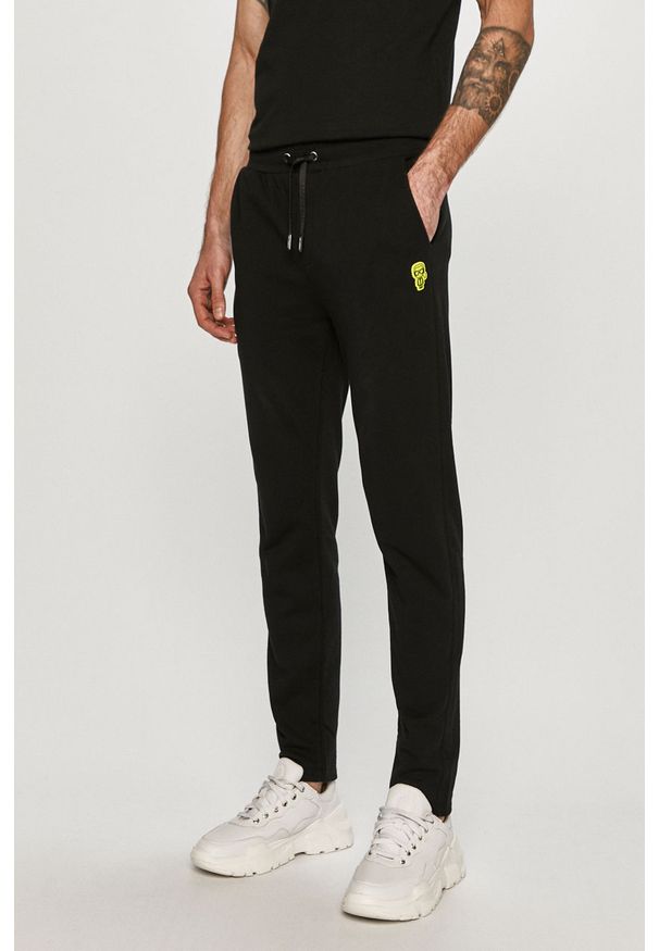 Karl Lagerfeld - Spodnie. Kolor: czarny. Materiał: bawełna, poliester, materiał, dzianina. Wzór: nadruk