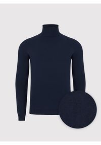 Pako Lorente - PAKO LORENTE - Granatowy gładki golf męski. Typ kołnierza: golf. Kolor: beżowy, niebieski. Materiał: elastan, poliamid, bawełna. Wzór: gładki. Sezon: jesień #7