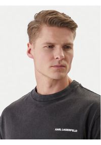 Karl Lagerfeld - KARL LAGERFELD T-Shirt 755171 562256 Szary Loose Fit. Typ kołnierza: dekolt w karo. Kolor: szary. Materiał: bawełna #2