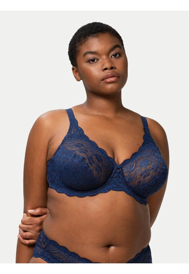 Triumph Biustonosz z fiszbiną Amourette 300 10166797 Granatowy. Kolor: niebieski. Materiał: syntetyk