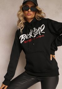 Renee - Czarna Bluza z Kapturem i Ściągaczami oraz Kieszenią Paili. Typ kołnierza: kaptur. Kolor: czarny. Materiał: polar. Wzór: nadruk