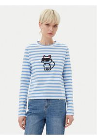 Karl Lagerfeld - KARL LAGERFELD Bluzka A1W17137 Niebieski Regular Fit. Typ kołnierza: dekolt w karo. Kolor: niebieski. Materiał: bawełna #1