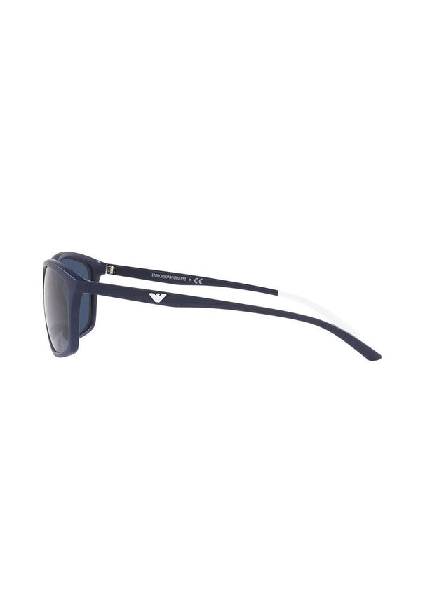 Emporio Armani okulary przeciwsłoneczne męskie kolor granatowy. Kształt: prostokątne. Kolor: niebieski