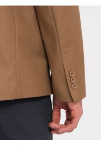 Ombre Clothing - Klasyczna marynarka męska z kieszenią na poszetkę - karmelowa V2 - Rozmiar: XXL. Materiał: poliester. Styl: klasyczny #3
