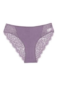 Intica - Figi koronkowe eleganckie z delikatnego materiału Charmaine. Kolor: fioletowy. Materiał: materiał, koronka. Wzór: koronka