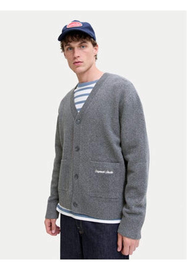 Jack & Jones Kardigan Norrebro 12282732 Szary Loose Fit. Kolor: szary. Materiał: bawełna