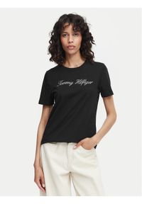 TOMMY HILFIGER - Tommy Hilfiger T-Shirt Script WW0WW43459 Czarny Regular Fit. Kolor: czarny. Materiał: bawełna #1