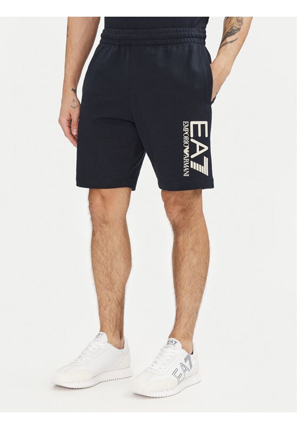 EA7 Emporio Armani Szorty sportowe 7M000232 AF13512 MB122 Granatowy Regular Fit. Kolor: niebieski. Materiał: bawełna. Styl: sportowy