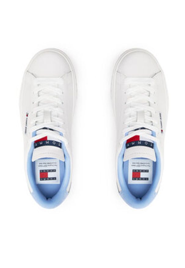 Tommy Jeans Sneakersy Tjw Cupsole Sneaker Ess EN0EN02508 Biały. Kolor: biały, niebieski. Materiał: skóra