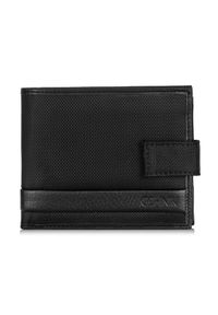 Ochnik - Czarny rozkładany zapinany portfel męski. Kolor: czarny. Materiał: nylon #1