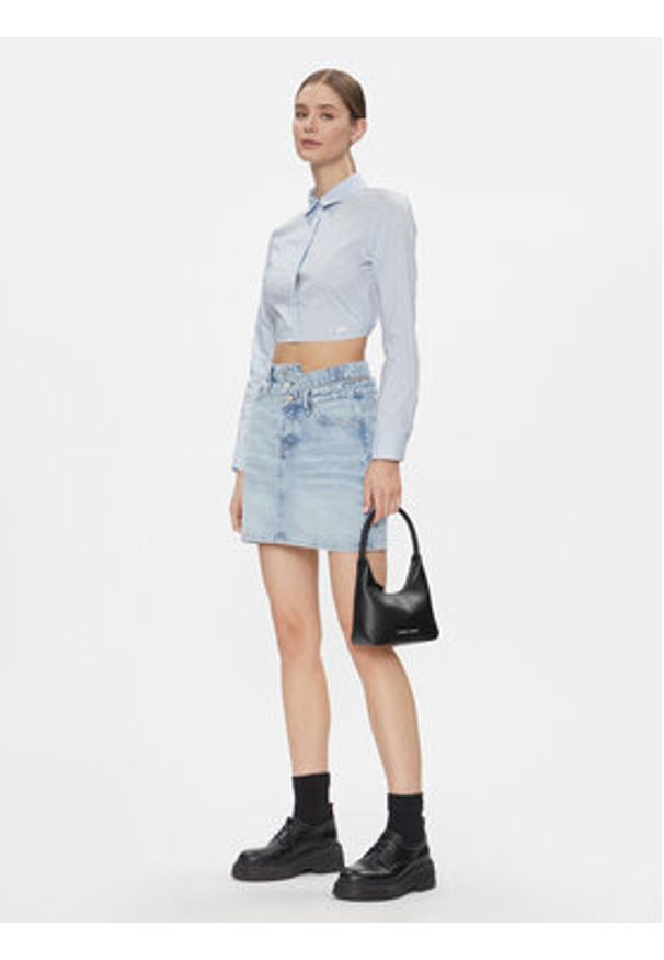 Tommy Jeans Koszula DW0DW17344 Błękitny Slim Fit. Kolor: niebieski. Materiał: bawełna, syntetyk