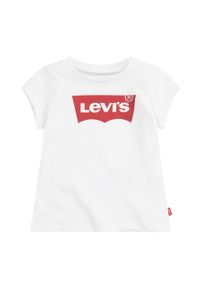 Levi's® - Levi's T-shirt dziecięcy kolor biały. Okazja: na spotkanie biznesowe, na co dzień. Kolor: biały. Materiał: dzianina. Długość rękawa: krótki rękaw. Długość: krótkie. Wzór: nadruk. Styl: biznesowy, casual #1