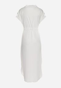 Born2be - Biała Koszulowa Sukienka z Wiązaniem w Pasie Maudelles. Kolor: biały. Typ sukienki: koszulowe #7