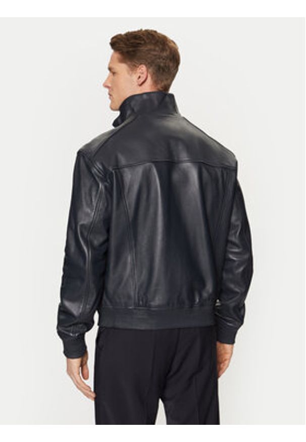 BOSS Kurtka skórzana 50531148 Granatowy Regular Fit. Kolor: niebieski. Materiał: skóra