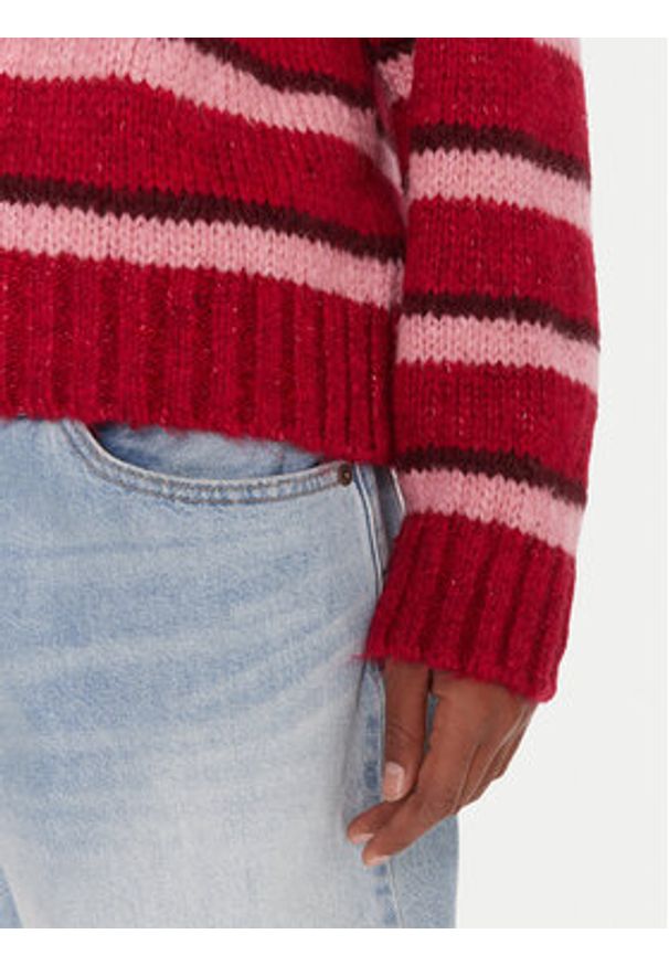 Tommy Jeans Sweter Badge DW0DW21679 Czerwony Relaxed Fit. Kolor: czerwony. Materiał: syntetyk