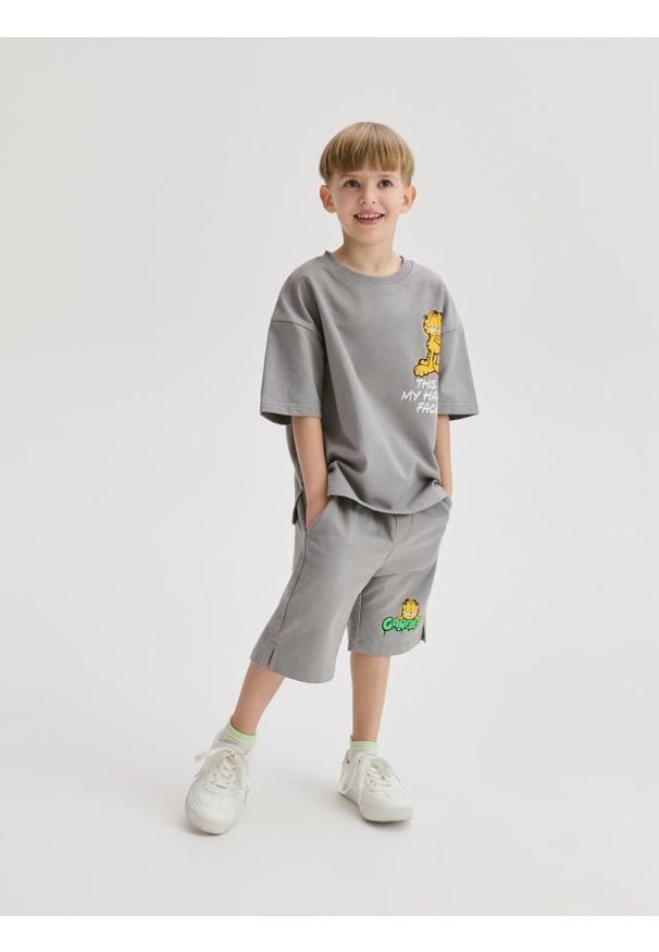 Reserved - Bawełniany komplet Garfield - ciemnoszary. Kolor: szary. Materiał: bawełna