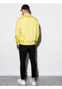 Ombre Clothing - Kurtka męska wiosenna bomberka C439 - żółta - XXL. Kolor: żółty. Materiał: poliester. Sezon: wiosna #2