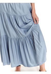 TOP SECRET - Długa spódnica z falbanami z szeroką gumką w pasie. Kolor: niebieski. Długość: długie