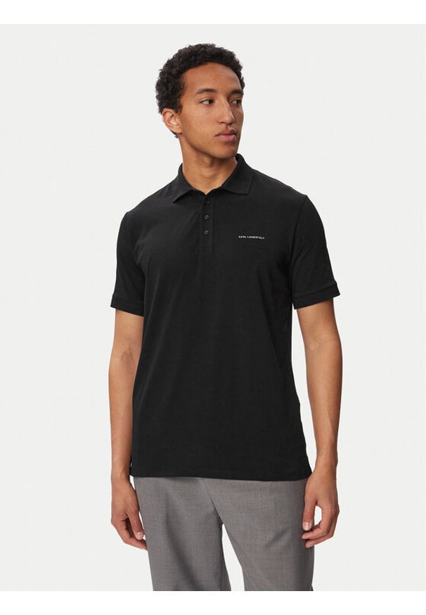 Karl Lagerfeld - KARL LAGERFELD Polo 745015 563235 Czarny Regular Fit. Typ kołnierza: polo. Kolor: czarny. Materiał: bawełna