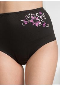 bonprix - Figi z wysoką talią, z miękką bawełną (5 par). Kolor: czarny. Materiał: bawełna. Wzór: nadruk #3