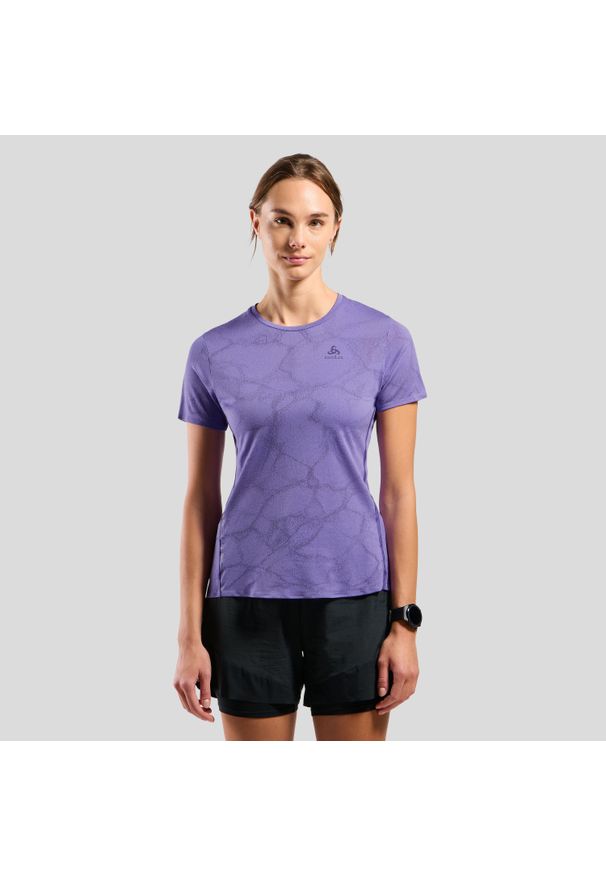 Odlo - Koszulka damska do biegania ODLO Zeroweight Engineered Chill-Tec. Kolor: czarny, fioletowy, wielokolorowy