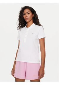 GANT - Gant Polo Shield 4200870 Biały Slim Fit. Typ kołnierza: polo. Kolor: biały. Materiał: bawełna #1