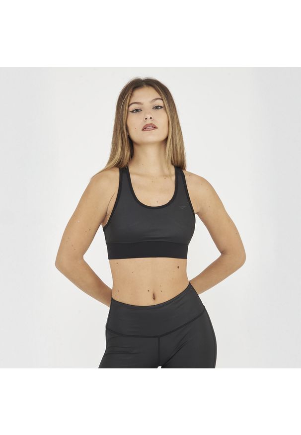 LEGEA - Crop top sportowy do treningu DIONE. Kolor: czarny. Materiał: nylon. Sport: fitness