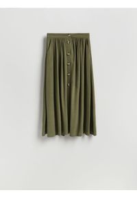 Reserved - Spódnica z wiskozą - zielony. Kolor: zielony. Materiał: wiskoza. Wzór: gładki