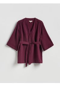 Reserved - Muślinowe kimono - mahoniowy. Kolor: brązowy. Materiał: bawełna, tkanina