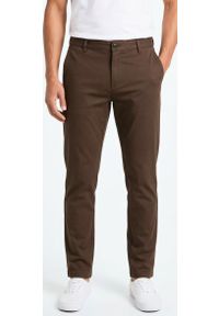 Materiałowe Spodnie Męskie, Eleganckie - Rigon - Ciemny Karmel. Kolor: brązowy, wielokolorowy, beżowy. Materiał: wiskoza, elastan, poliester. Styl: elegancki #4