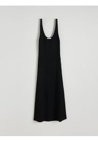 Reserved - Dzianinowa sukienka maxi - czarny. Kolor: czarny. Materiał: dzianina. Długość: maxi