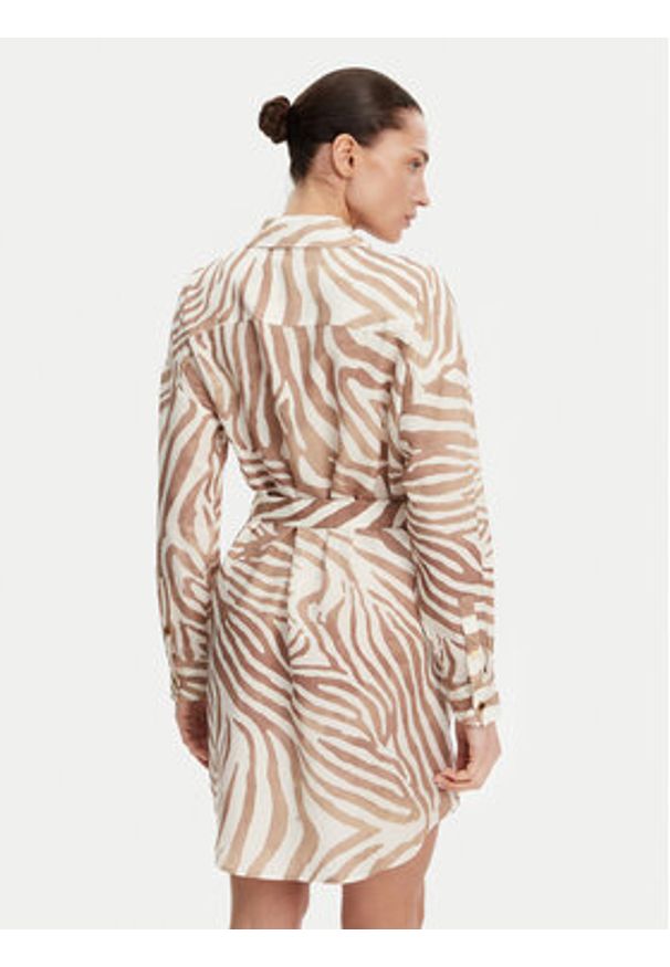 Marciano Guess Sukienka koszulowa 5GGK41 7314A Beżowy Regular Fit. Kolor: beżowy. Materiał: lyocell. Typ sukienki: koszulowe