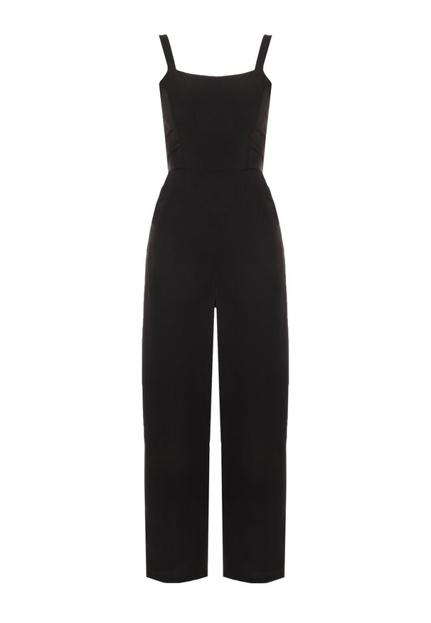 Born2be - Czarny Kombinezon Damyle. Kolor: czarny. Materiał: tkanina. Długość rękawa: na ramiączkach. Długość: długie. Wzór: gładki, jednolity