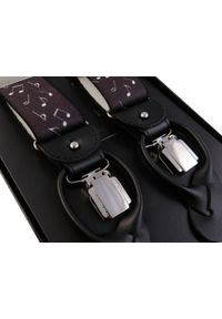 Modini - Ciemne szelki we wzór muzyczny na żabki i na guzik G64. Materiał: skóra, guma #1