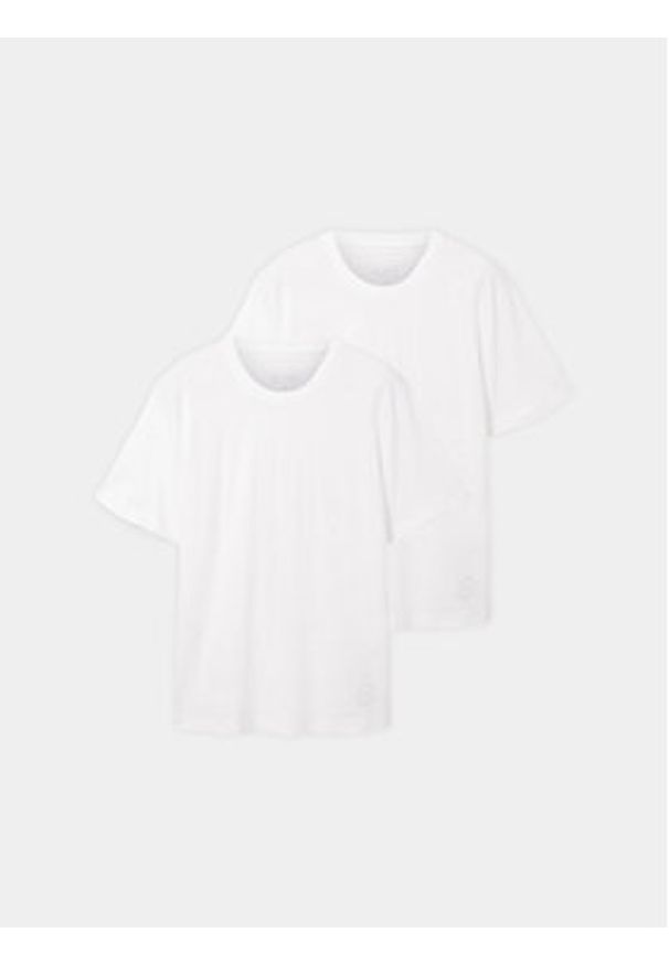 Tom Tailor Komplet 2 t-shirtów 1037741 Biały Regular Fit. Kolor: biały. Materiał: bawełna