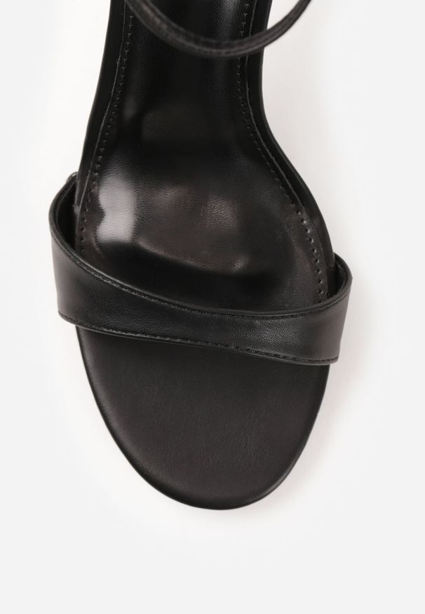 Renee - Czarne Sandały na Szpilce z Wyciętą Cholewką Metiotai. Zapięcie: sprzączka. Kolor: czarny. Wzór: kwiaty. Obcas: na szpilce. Styl: elegancki