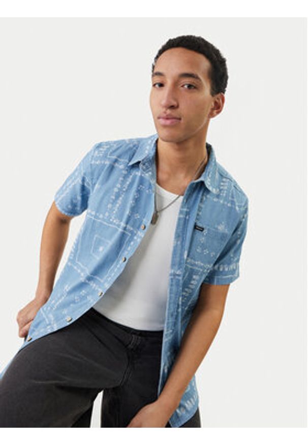 RVCA Koszula Frame Chambray AVYWT00507 Błękitny Regular Fit. Kolor: niebieski. Materiał: bawełna