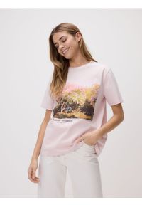 Reserved - T-shirt z nadrukiem - pastelowy róż. Kolor: różowy. Materiał: bawełna. Wzór: nadruk