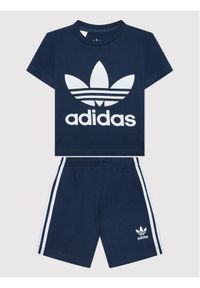 Adidas - adidas Komplet t-shirt i szorty sportowe Trefoil HK7482 Granatowy Regular Fit. Kolor: niebieski. Materiał: bawełna #1