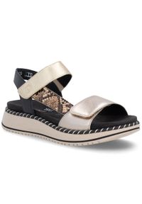 Skórzane sandały damskie metaliczne złote Remonte by Rieker D3J50-90. Kolor: złoty. Materiał: tkanina #1