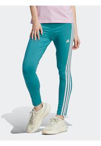 Adidas - adidas Legginsy Essentials 3-Stripes High-Waisted Single Jersey Leggings IL3378 Turkusowy. Kolor: turkusowy. Materiał: bawełna, jersey #9