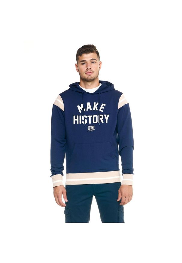 LEONE 1947 APPAREL - Męska bluza Leone z kapturem Retro. Typ kołnierza: kaptur. Kolor: niebieski. Materiał: tkanina. Sport: fitness