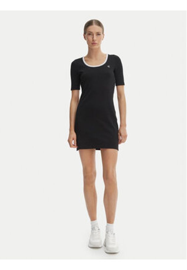 Calvin Klein Jeans Sukienka codzienna LV047F224G Czarny Slim Fit. Okazja: na co dzień. Kolor: czarny. Materiał: bawełna. Typ sukienki: proste. Styl: casual