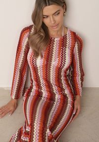 Born2be - Bordowa Rustykalna Sukienka Letnia z Plecionki w Paski Ixelle. Okazja: na co dzień. Kolor: czerwony. Długość rękawa: długi rękaw. Wzór: paski. Sezon: lato. Typ sukienki: proste. Styl: elegancki, klasyczny, wakacyjny, casual #3