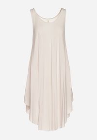 Born2be - Jasnobeżowa Rozkloszowana Sukienka z Bawełny Tesaxelle. Okazja: na co dzień, na spotkanie biznesowe. Kolor: beżowy. Materiał: bawełna. Typ sukienki: proste. Styl: casual, elegancki, biznesowy #4