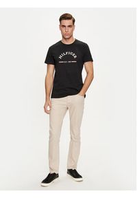 TOMMY HILFIGER - Tommy Hilfiger T-Shirt Arch MW0MW35466 Czarny Slim Fit. Kolor: czarny. Materiał: bawełna