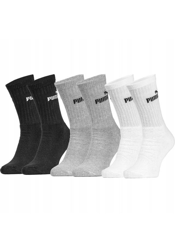 Puma - Wysokie skarpetki dla dorosłych Crew. Kolor: szary, czarny, wielokolorowy, biały. Sport: fitness