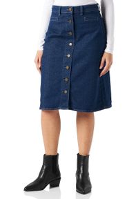 Lee - LEE BUTTON THROUGH SKIRT DAMSKA SPÓDNICA JEANSOWA JEANS DARK WILMA L30HDJG. Materiał: jeans