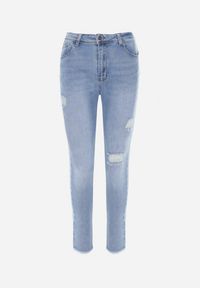 Born2be - Niebieskie Jeansy z Przetarciami na Prostych Nogawkach Ceryrran. Kolekcja: plus size. Kolor: niebieski. Wzór: aplikacja #7
