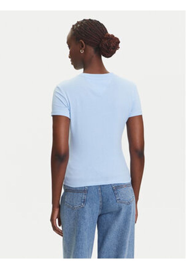 Tommy Jeans T-Shirt Linear DW0DW21164 Błękitny Slim Fit. Kolor: niebieski. Materiał: bawełna